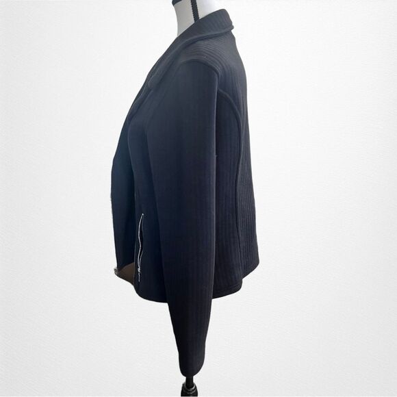 Isaac Mizrahi Mixed Quilted Knit Motorcycle Jacket Size Small - Picture 2 of 6